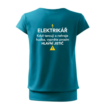 Elektrikář - hlavní jistič - Nápis na zádech