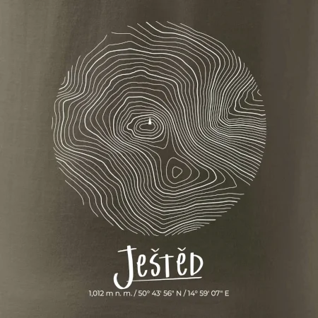 Ještěd - vrstevnice v kruhu