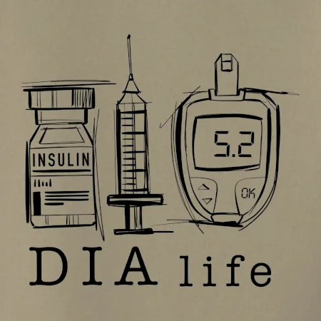 D I A life - kreslený insulin injekce a glukometr