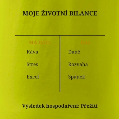 Moje životní bilance má dáti dal