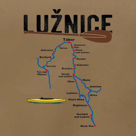 Mapa řeky Lužnice