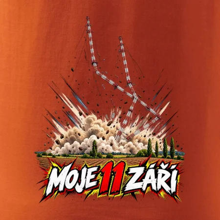 Liblice B pád vysílačů moje 11 září komiksový motiv