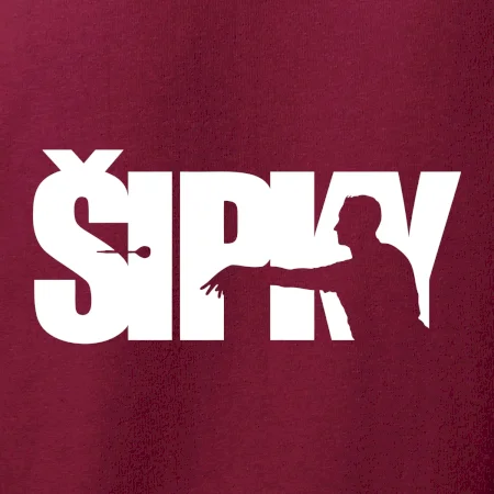 Šipky - nápis se šipkařem
