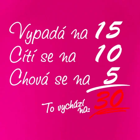 Vypadá, cítí se, chová se - 30 let