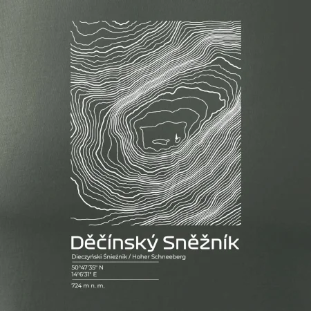 Děčínský Sněžník - vrstevnice v obdélníku