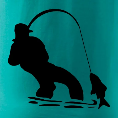 Rybář tahající rybu