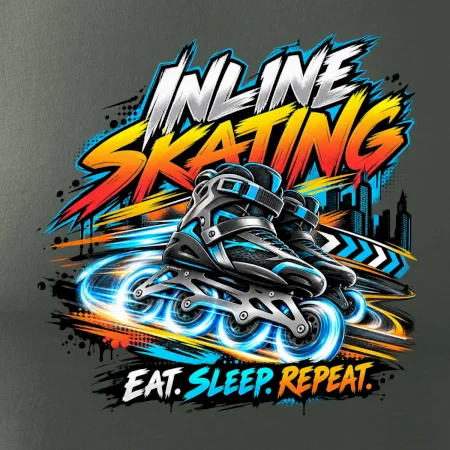 Kolečkové brusle v pohybu eat sleep repeat