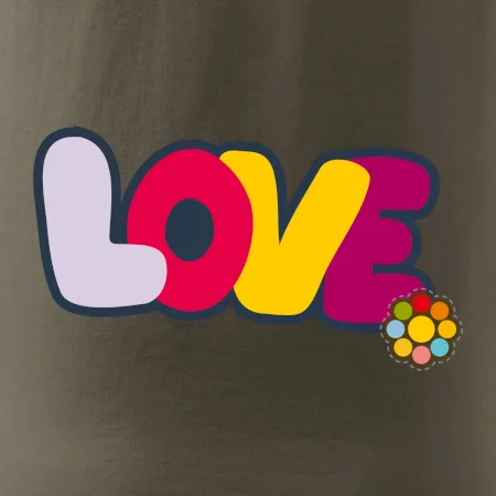Love nápis s květinou