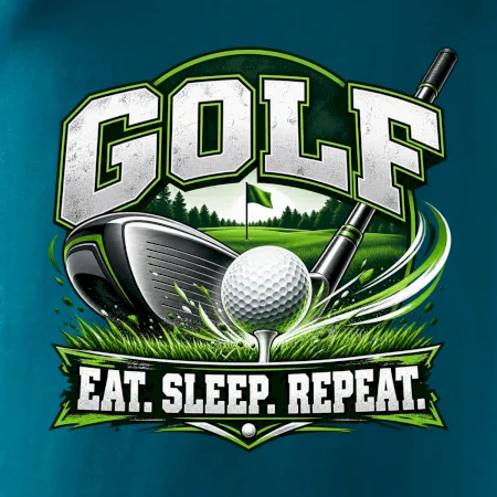 Golfová hůl s míčkem eat sleep repeat