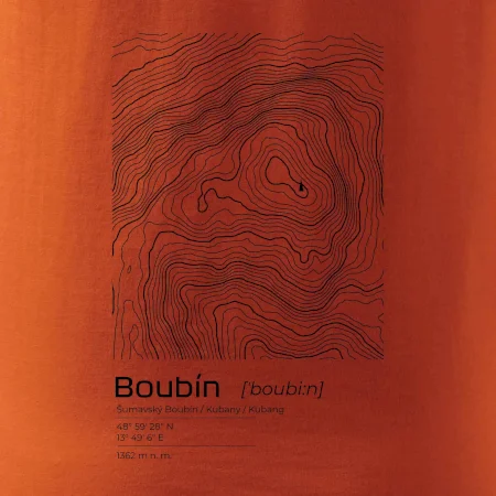 Boubín - vrstevnice v obdélníku