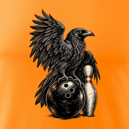 Bowling havran s koulí a kuželkou