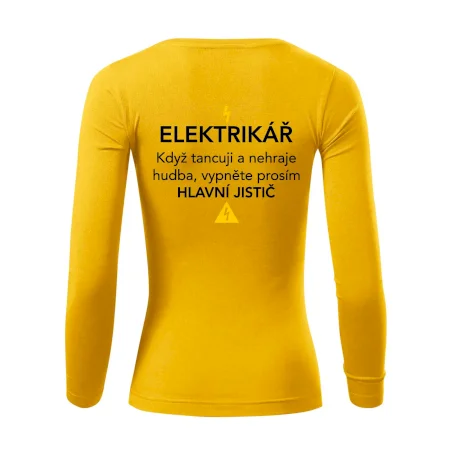 Elektrikář - hlavní jistič - Nápis na zádech