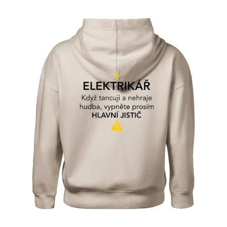 Elektrikář - hlavní jistič - Nápis na zádech