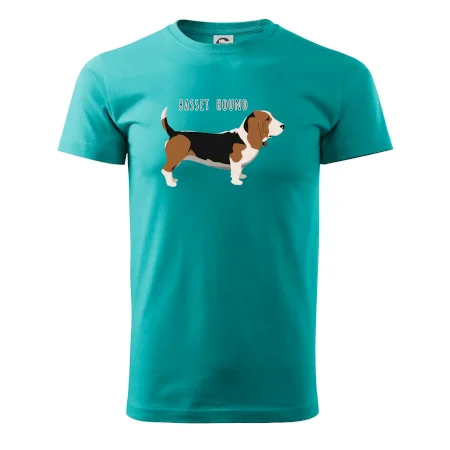 Basset hound pes s nápisem