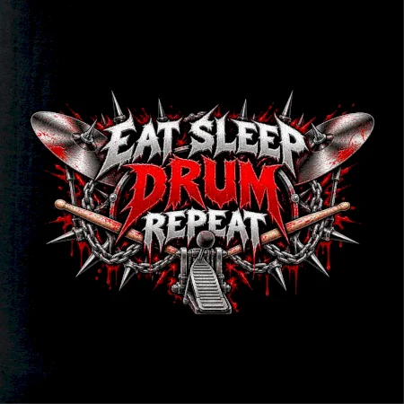 Eat sleep drum repeat metalový potisk bubeníka