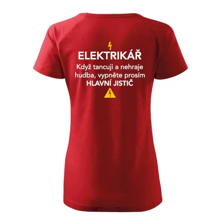 Elektrikář - hlavní jistič - Nápis na zádech