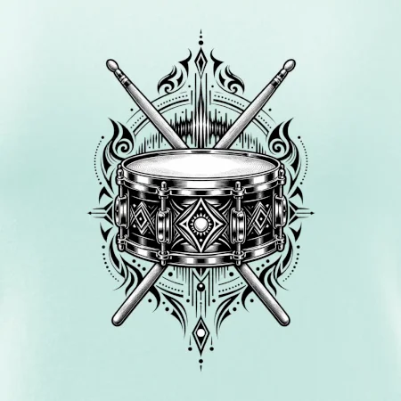Ornamentální buben s paličkami - černobílý symbol