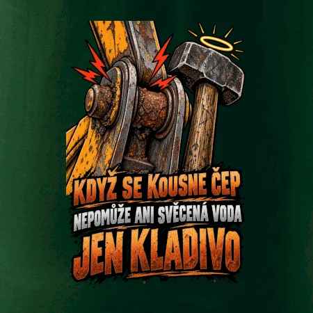 Zaseknutý čep bagru vyřeší kladivo