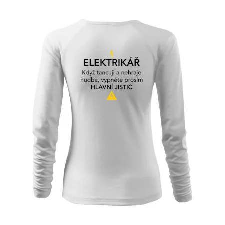 Elektrikář - hlavní jistič - Nápis na zádech