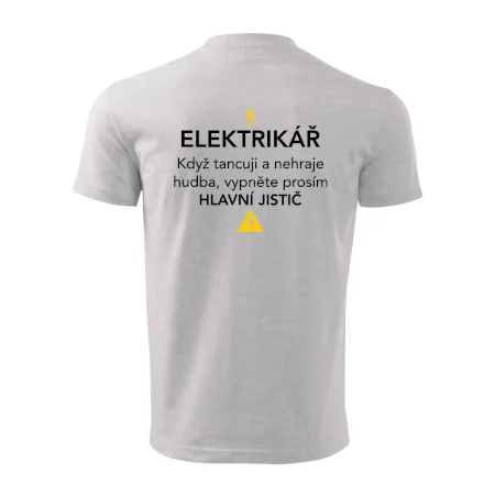Elektrikář - hlavní jistič - Nápis na zádech