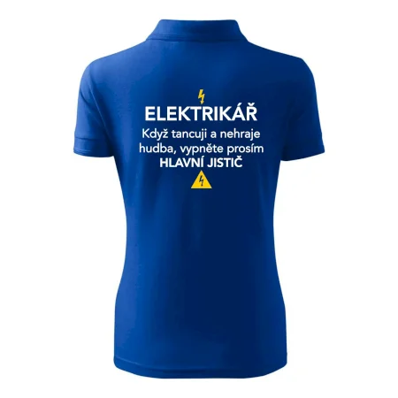 Elektrikář - hlavní jistič - Nápis na zádech