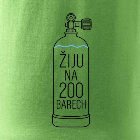 Žiju na 200 barech potápěčská lahev s modrou vlnovkou