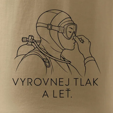 Vyrovnej tlak a leť potápěč v neoprenu držící si nos