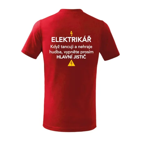 Elektrikář - hlavní jistič - Nápis na zádech