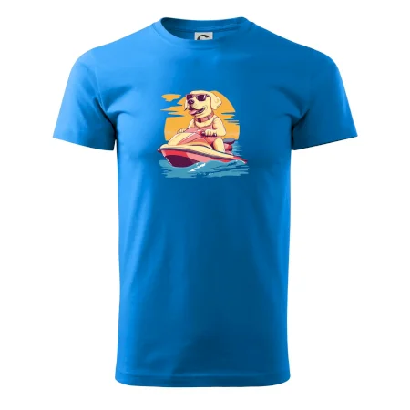 Zlatý retrívr na vodním skútru