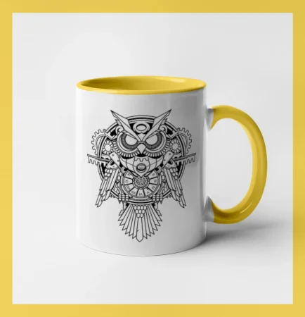 Steampunk sova černobílá