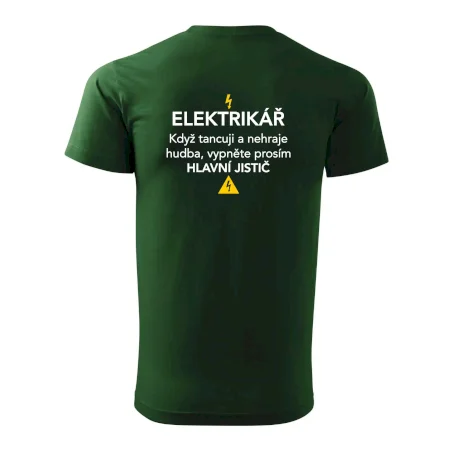 Elektrikář - hlavní jistič - Nápis na zádech