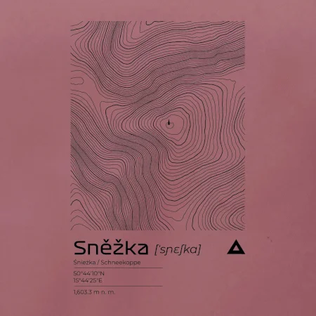Sněžka - vrstevnice v obdélníku