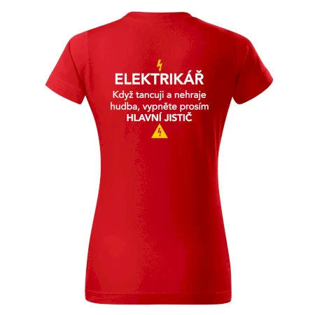 Elektrikář - hlavní jistič - Nápis na zádech
