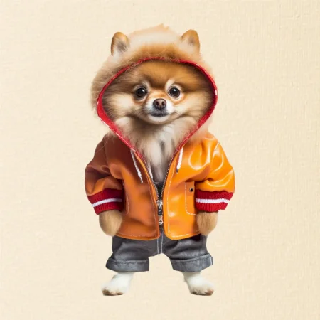 Pomeranian v bundě