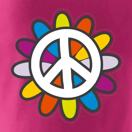Peace symbol s kreslenou květinou