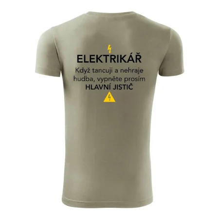 Elektrikář - hlavní jistič - Nápis na zádech
