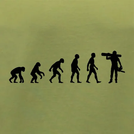 Evoluce dřevorubec - pila a kmen