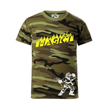 Hasič stojící - nápis hasiči - Velký nápis  na zádech