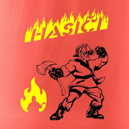 Hasič stojící - nápis hasiči - Velký nápis  na zádech