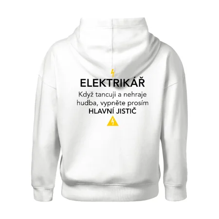 Elektrikář - hlavní jistič - Nápis na zádech
