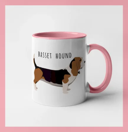 Basset hound pes s nápisem