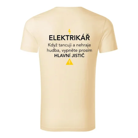 Elektrikář - hlavní jistič - Nápis na zádech