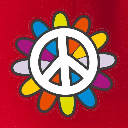 Peace symbol s kreslenou květinou