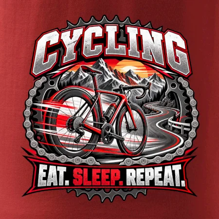 Cyklistické kolo mezi horami eat sleep repeat