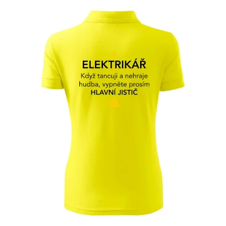 Elektrikář - hlavní jistič - Nápis na zádech