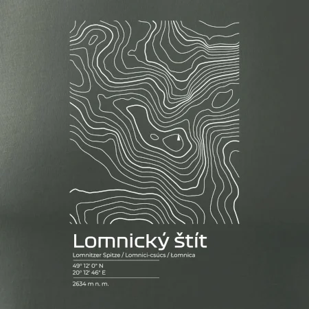 Lomnický štít - vrstevnice v obdélníku