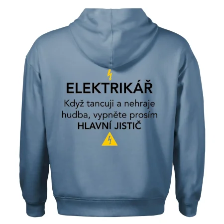 Elektrikář - hlavní jistič - Nápis na zádech