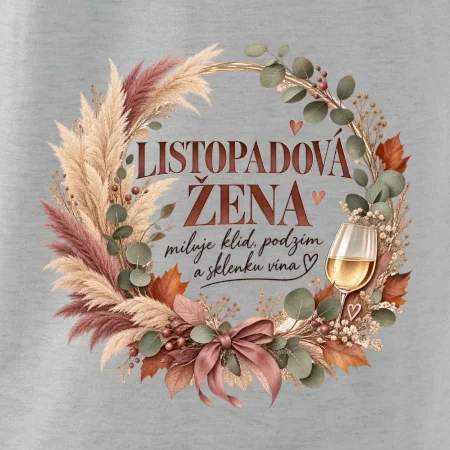 Listopadová žena s bílým vínem v boho věnci
