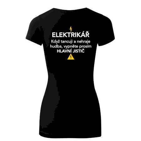 Elektrikář - hlavní jistič - Nápis na zádech