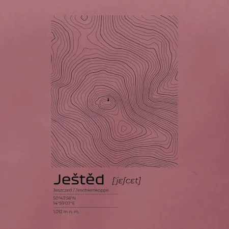 Ještěd - vrstevnice v obdélníku